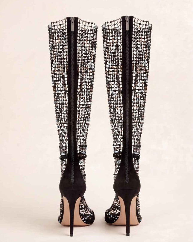 NOIR CRYSTAL VEIL BOOTS