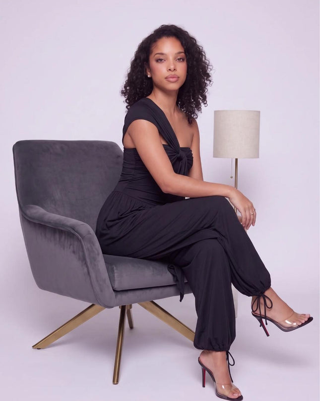 MIDNIGHT DRAPE JUMPSUIT